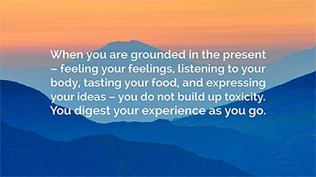 When you are grounded in the present you do not build up toxicity.